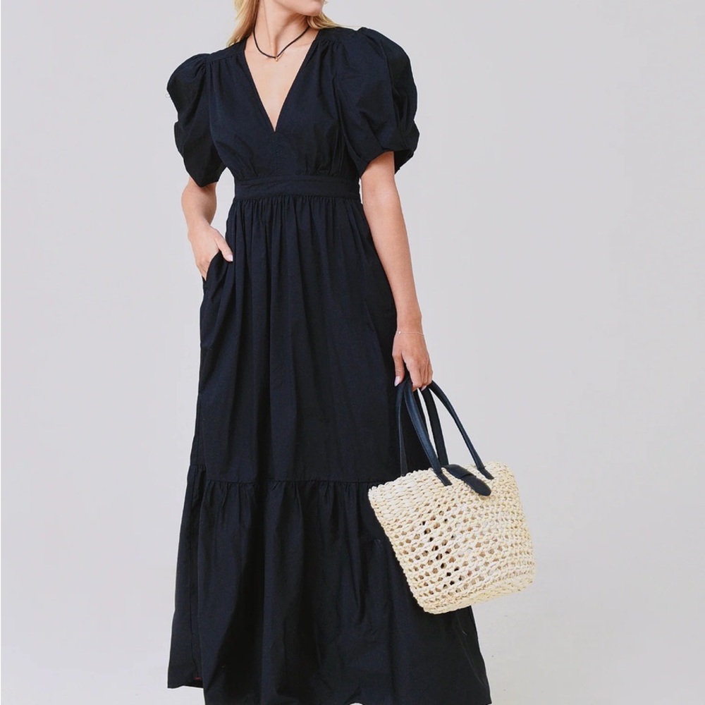 XiRENA Larkyn maxi dress in black cotton poplin